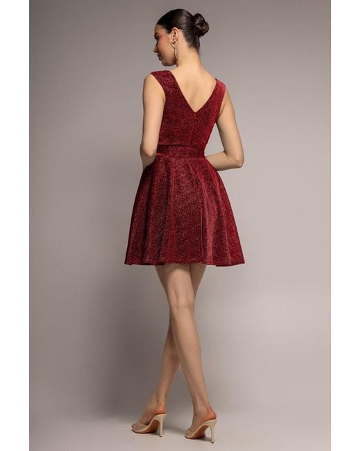 Goddiva Red Cross Over Sleeveless Mini Skater Dress