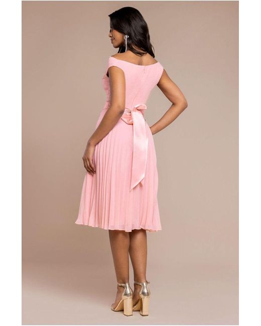 Goddiva Black Cowl Neck Pleated A-Line Chiffon Midi Dress