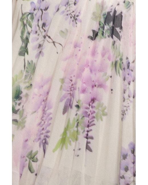 Goddiva Pink Shirred Chiffon Floral Bardot Midi