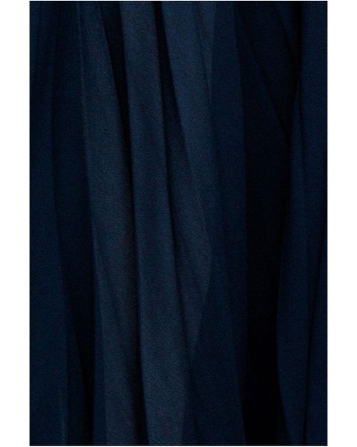 Goddiva Blue Strapless Maxi Dress With Pleated Chiffon Cape