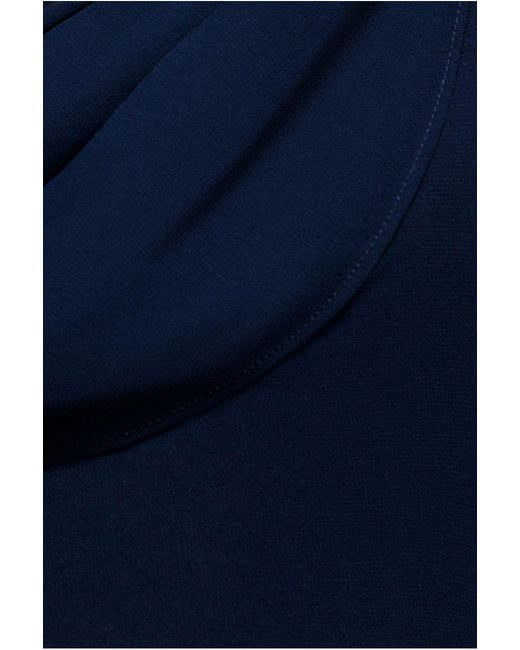 Goddiva Blue Cowl Neck One Shoulder A Line Chiffon Maxi Dress