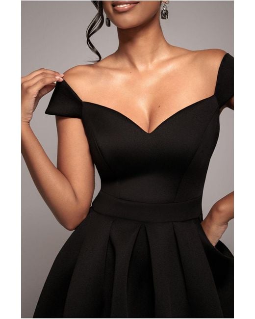 Goddiva Blue Scuba Foam Skater Midi Dress