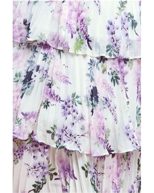 Goddiva Pink Maternity Shirred Chiffon Floral Bardot Midi Dress