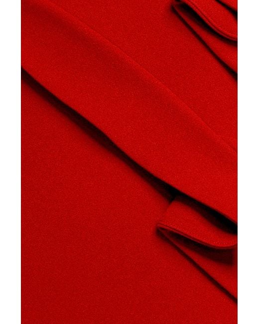Goddiva Red Scuba Crepe Side Neck Bodycon Midi Dress