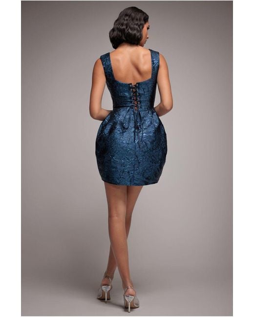 Goddiva Black Corset Balloon Skirt Lace Up Back Mini Dress