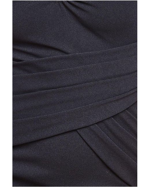 Goddiva Blue Bardot Pleated Maxi With Metal Trim Maxi Dress
