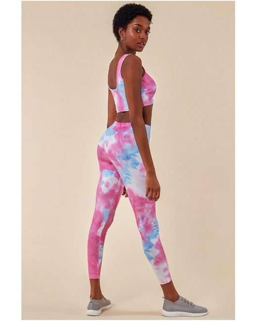 Cosmochic Pink Tie-dye Crop Top With Leggings Set