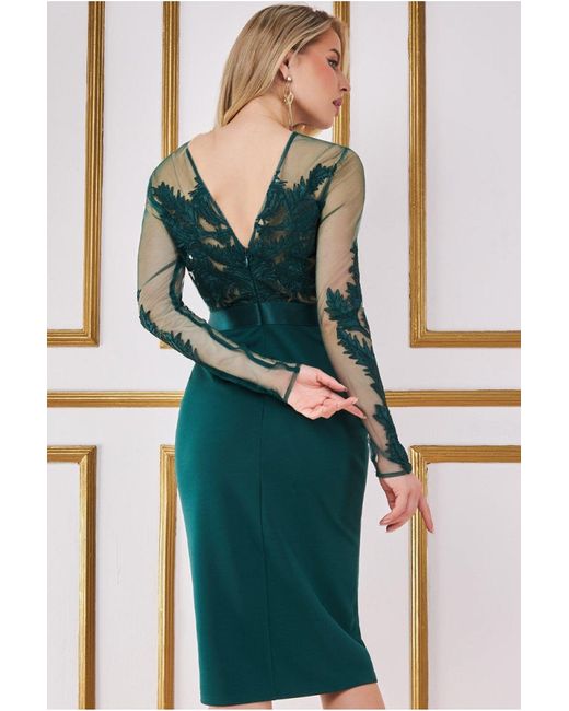 Goddiva embroidered midi clearance dress