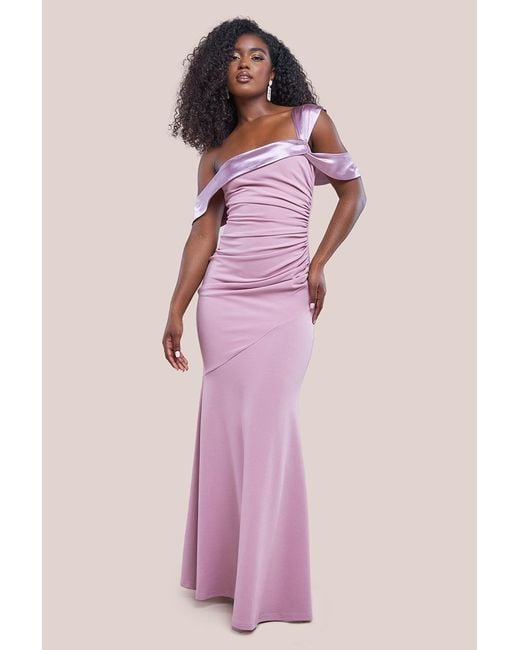 One shoulder satin maxi dress sale