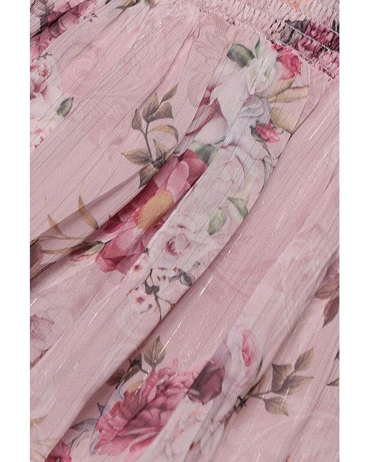 Goddiva Pink Layered Floral Midi With Flutter Sleeves