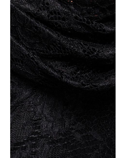 Goddiva Gray Lace Cowl One Shoulder Scuba Crepe Maxi Dress