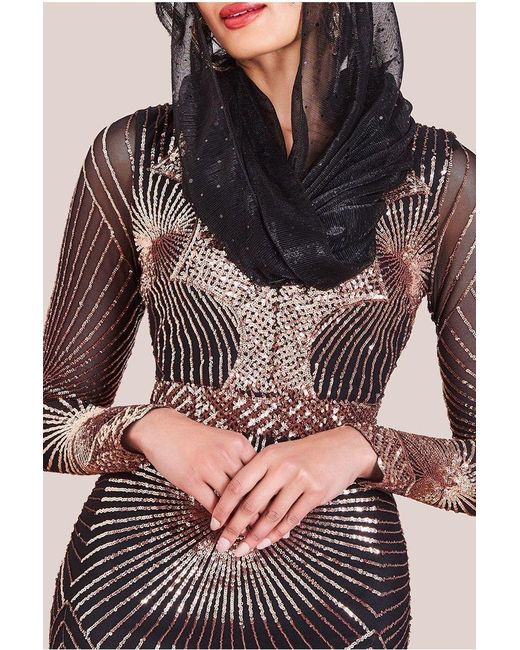 Goddiva Multicolor Modesty Contrast Sequin Maxi Dress