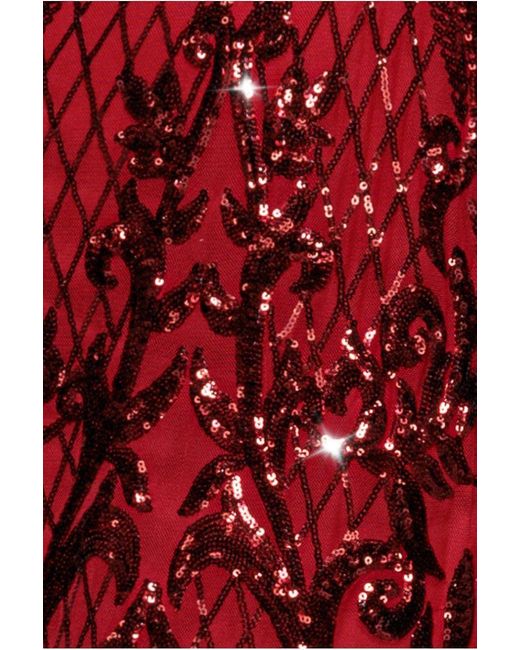 Goddiva Plus Square Neck Scalloped Embroidered Sequin Midi Dress - Emerald Green