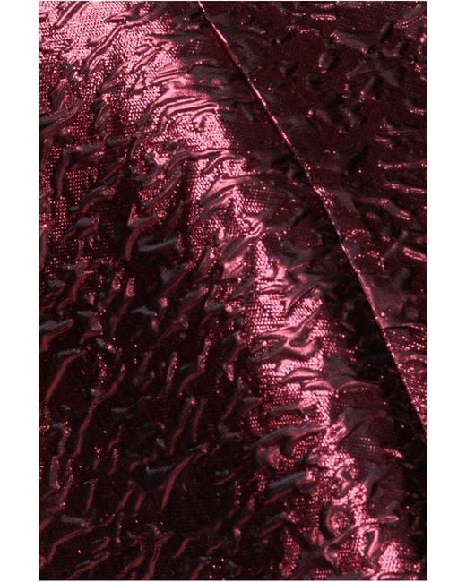 Goddiva Red Boob Tube Jacquard Top With Asymmetric Peplum Frill