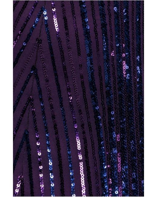 Goddiva Purple Two Toned V Neck Sequin Maxi