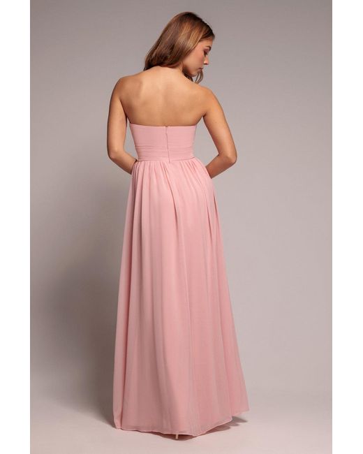Goddiva Pink Bridesmaids Chiffon Maxi Dress