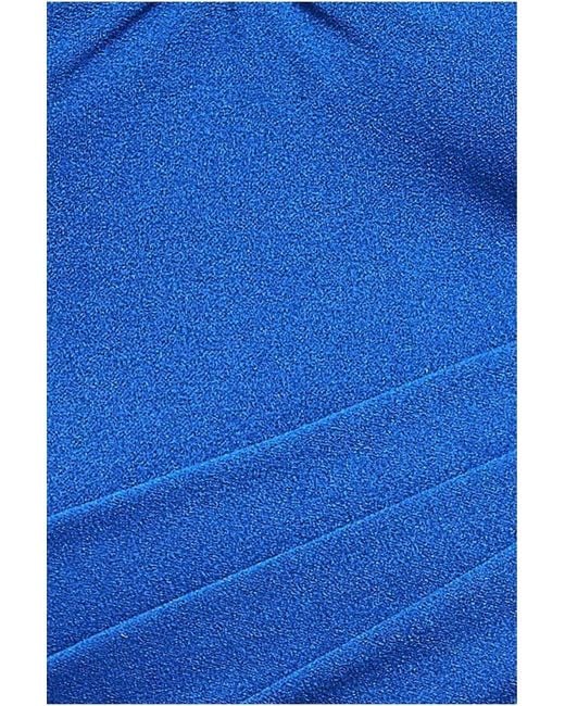 Goddiva Blue Bardot Pleated Maxi With Metal Trim Maxi Dress