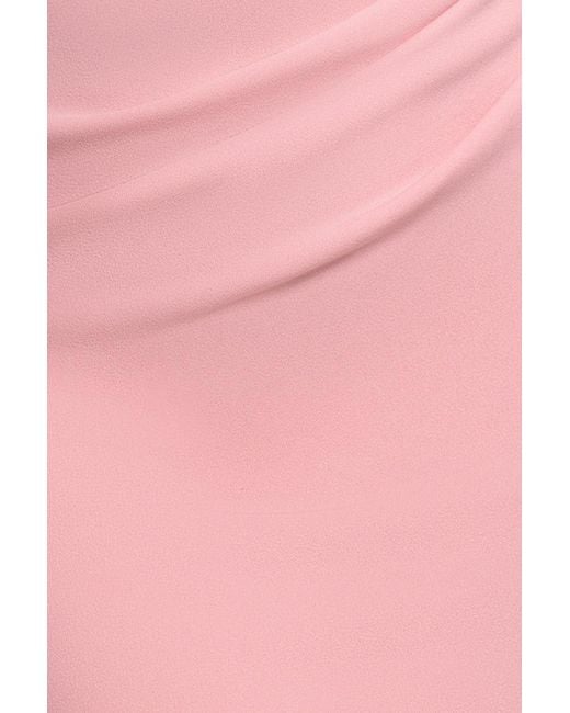 Goddiva Pink Fan Pleated Bardot Scuba Crepe Maxi Dress