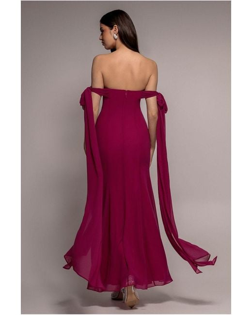 Goddiva Red Multiway Cape Chiffon Sweetheart Maxi Dress