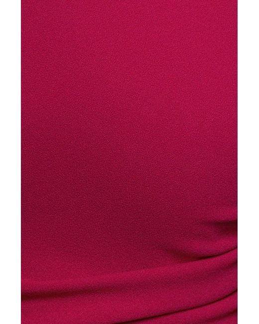 Goddiva Red One Shoulder Puffed Satin Sleeve Evening Maxi Dress