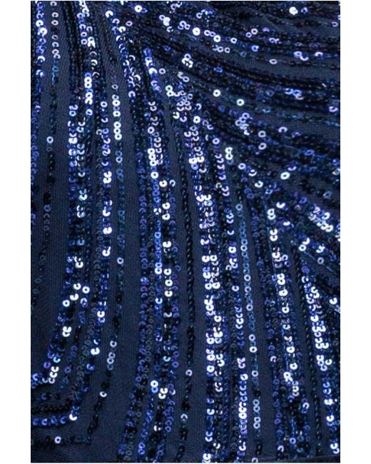 Goddiva Blue One Shoulder Sequin Jumpsuit