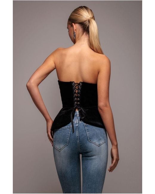 Goddiva Black Plunging Sweetheart Strapless Peplum Velvet & Satin Corset