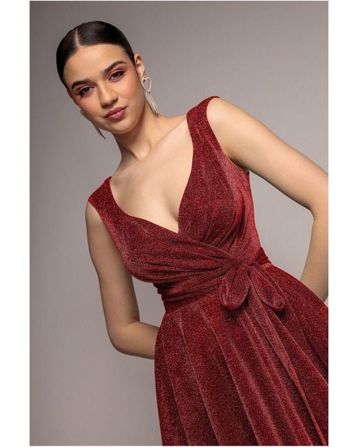 Goddiva Red Cross Over Sleeveless Mini Skater Dress