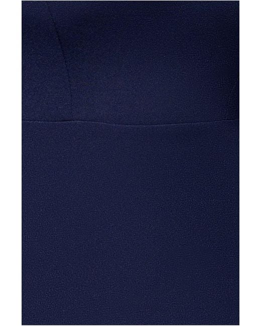 Goddiva Blue Plunging Neck Pleated Sleeves Scuba Maxi Dress