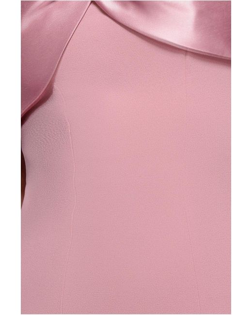 Goddiva Pink Twist Knot Satin & Scuba Bardot High Low Midi Dress