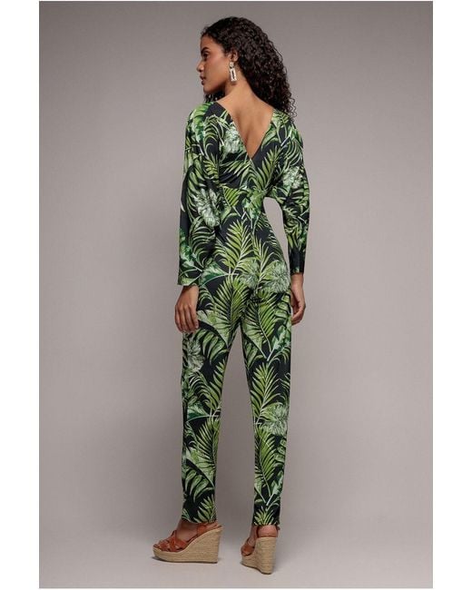 Goddiva Green Tropical Print Jumpsuit