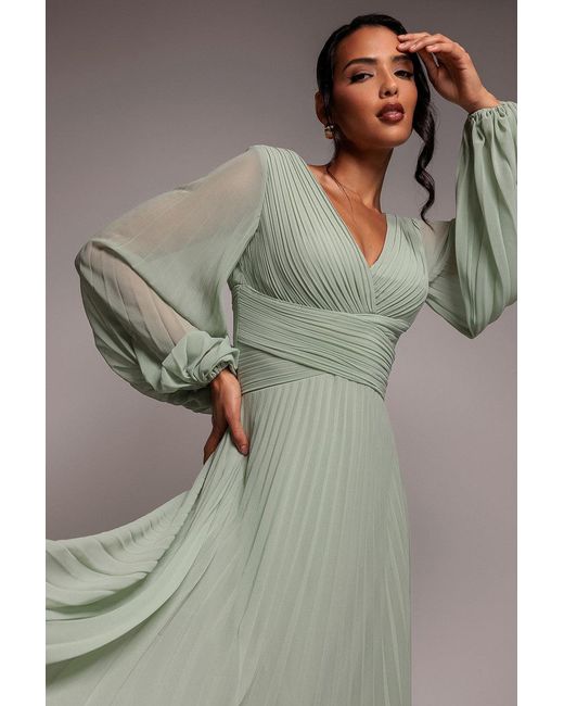Goddiva Black Balloon Sleeve Chiffon Maxi Dress