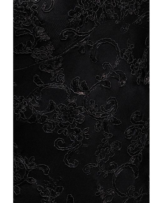 Goddiva Blue Embroidered Lace Scalloped Edge Maxi Dress
