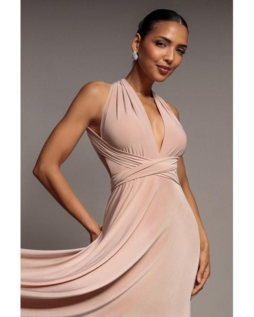 Goddiva Brown Multiway Tie-Up Maxi Dress