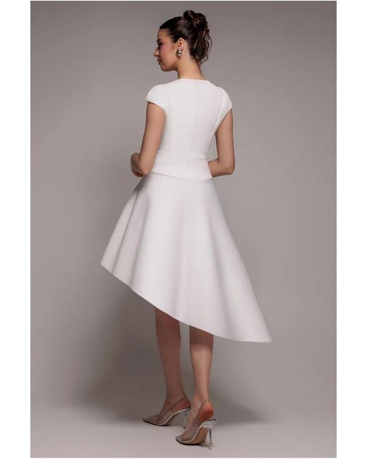 Goddiva Gray Cap Sleeve Skater High Low Midi Dress