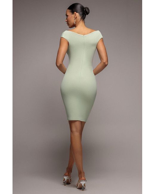 Goddiva Brown Bardot Pleated Midi Dress