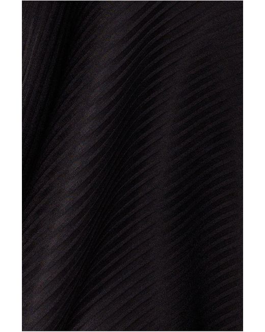 Goddiva Black Cap Sleeve Textured Skater Asymmetric Midi Dress