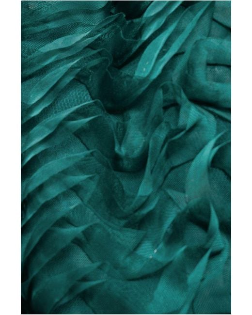 Goddiva Green 3D Textured Sleeve Scuba Corset Top
