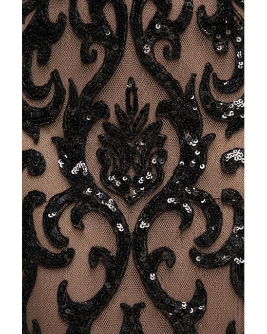 Goddiva Black Tassel & Sequin Maxi With Front Split