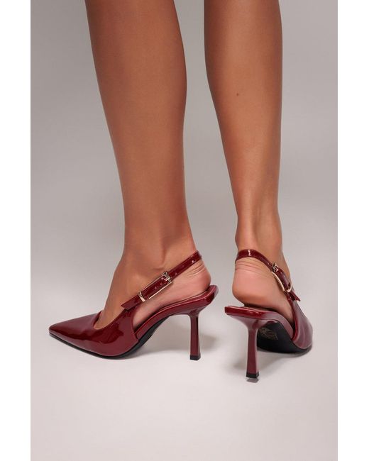 Goddiva Red Patent Slingback Heeled Court Shoes