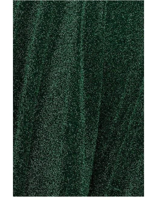 Goddiva Green Crossover Lurex Glitter Maxi Dress