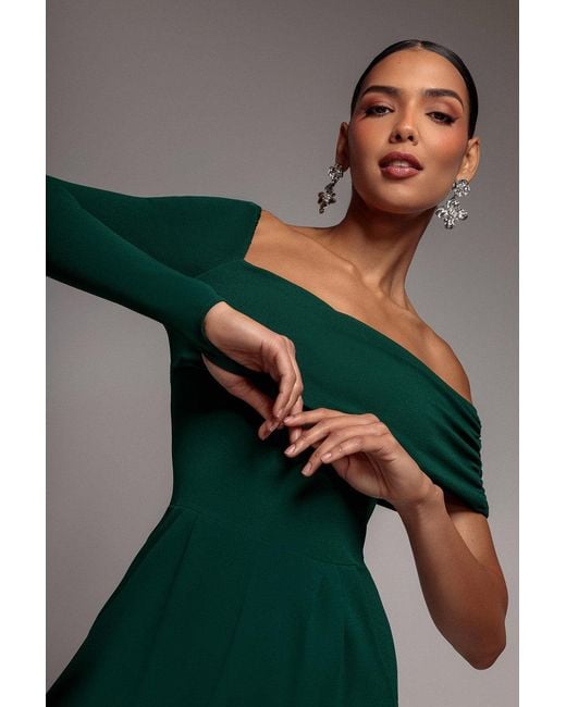 Goddiva Green One Shoulder Scuba Romper