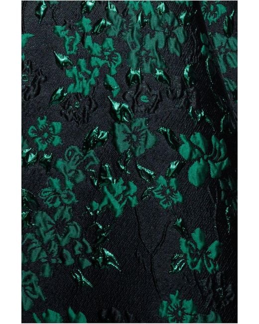 Goddiva Green Lace Up Jacquard Midi Dress With Organza Wings
