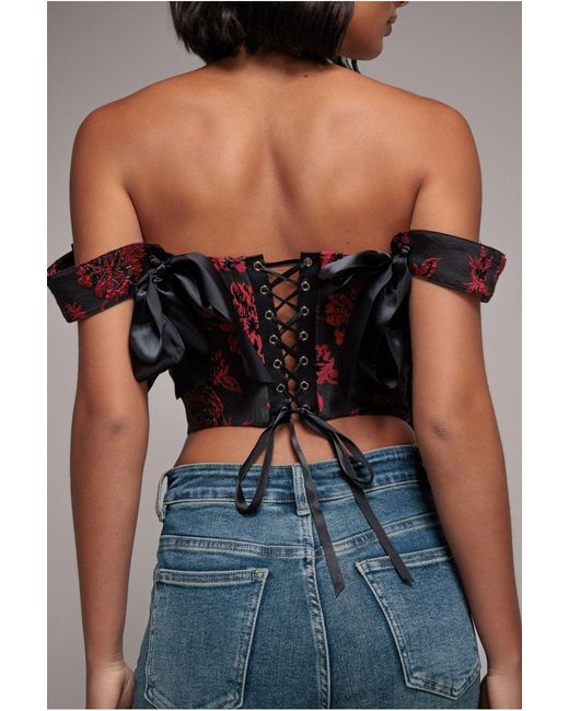 Goddiva Black Jacquard Multiway Removable Strap Corset