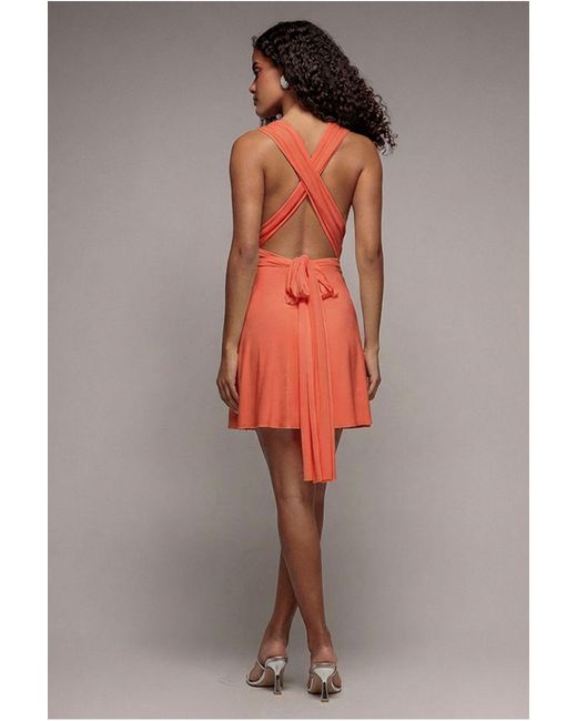 Goddiva Orange Multiway Mini Dress