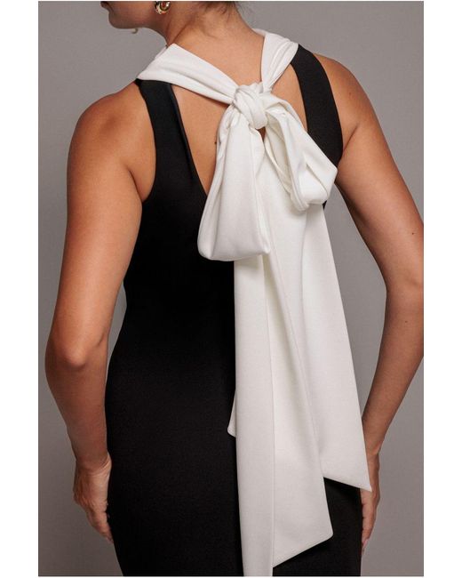Goddiva Multicolor Contrast Crepe Halterneck Maxi Dress With Sash