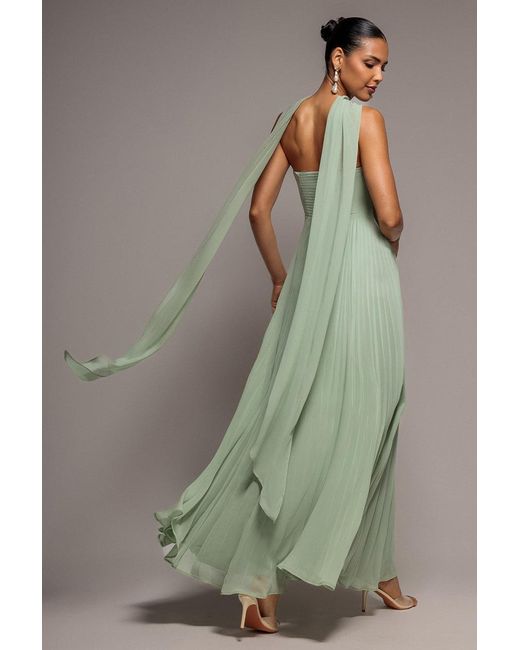 Goddiva Gray Sleeveless Pleated Chiffon Multiway Scarf Maxi Dress