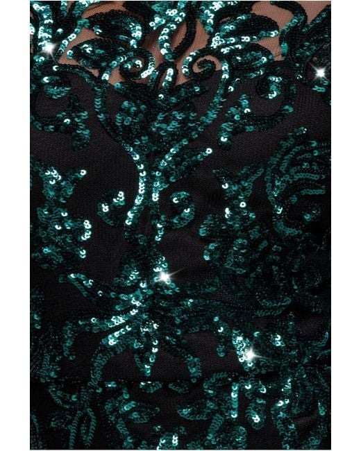 Goddiva Blue Sequin Mesh One Shoulder Evening Maxi