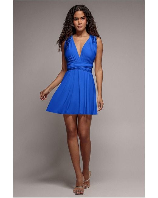 Goddiva Blue Multiway Mini Dress