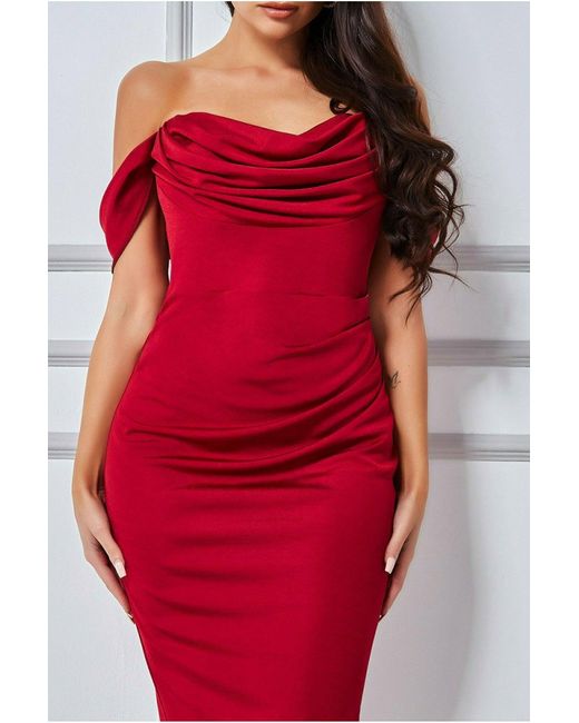 Cowl neck off the shoulder dress cheap