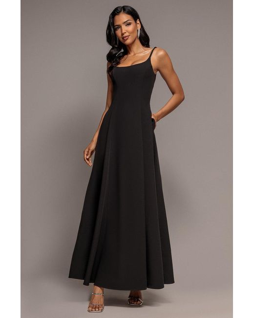 Goddiva Black Strapless Fit & Flare A Line Maxi Dress